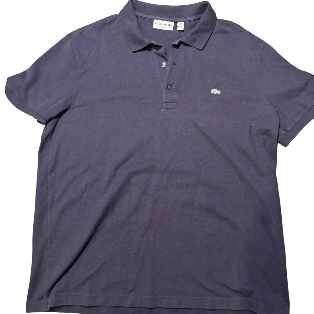 Lacoste Polo Shirt Mens XL Navy Blue Good Slim Fit Pique Knit Crocodile Logo